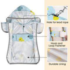 SlowTon raincoat offers adjustable neck and belly straps for a secure fit.