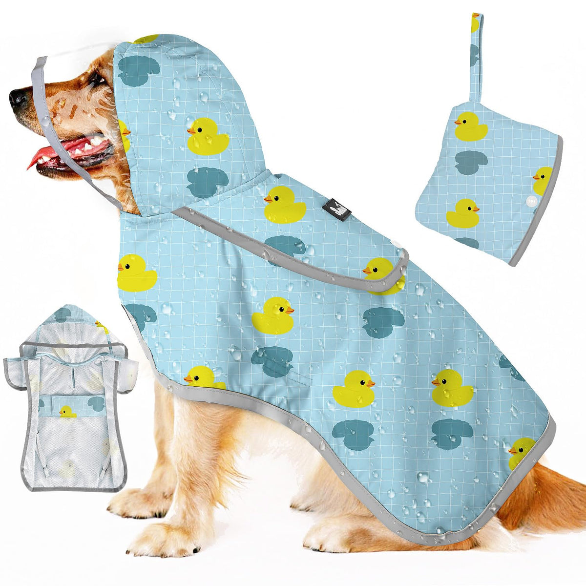 SlowTon dog raincoat with clear hood preserves visibility during rainy walks.