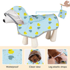 SlowTon dog raincoat hooded clear hood ensures visibility in wet weather.