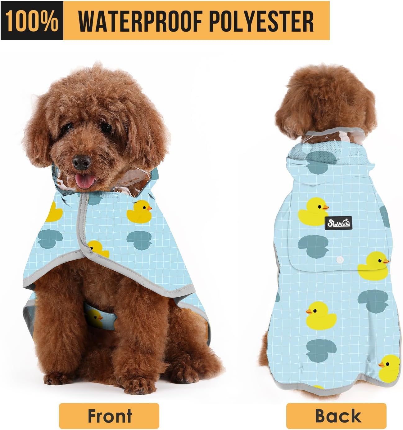 SlowTon raincoat pocket with leash hole for easy on-the-go use.