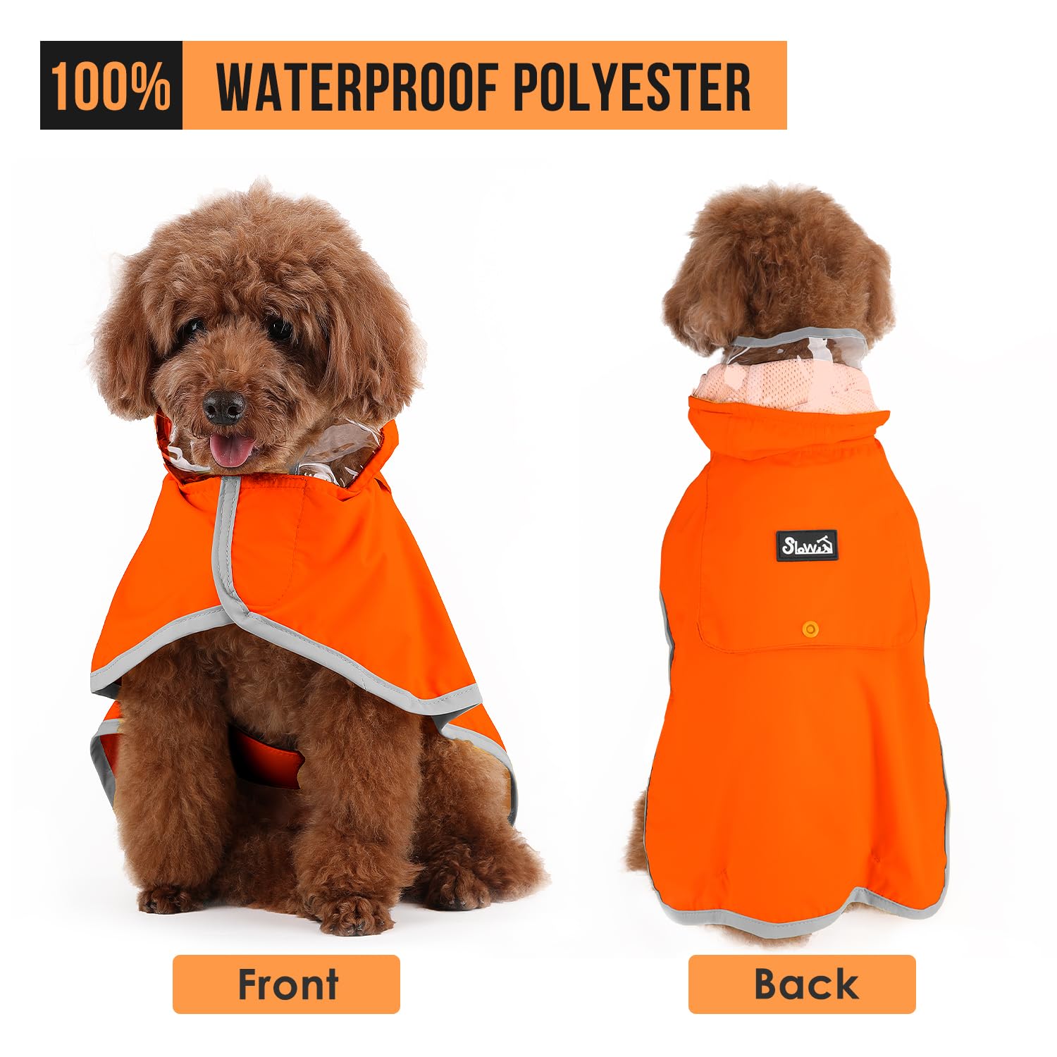 SlowTon dog raincoat-reflective-brim increases night-time visibility for safety.