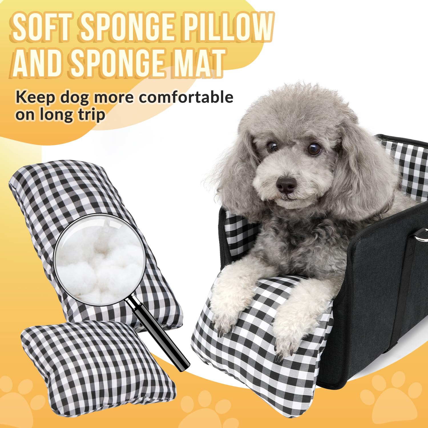 SlowTon dog seat support-board image shows anti-collapse base for steadier rides.