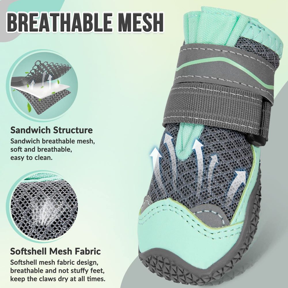 SlowTon dog shoes with dual adjustable straps offer secure nighttime visibility.