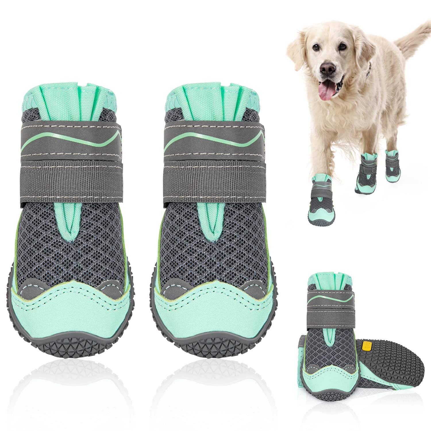 SlowTon green top view dog shoes highlight breathable mesh for summer comfort