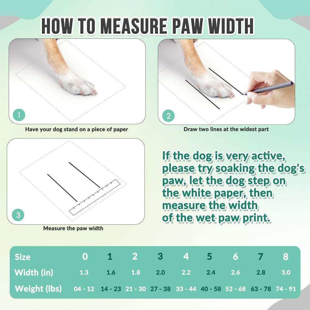 SlowTon dog shoes paw-fit size chart helps find the most comfortable size