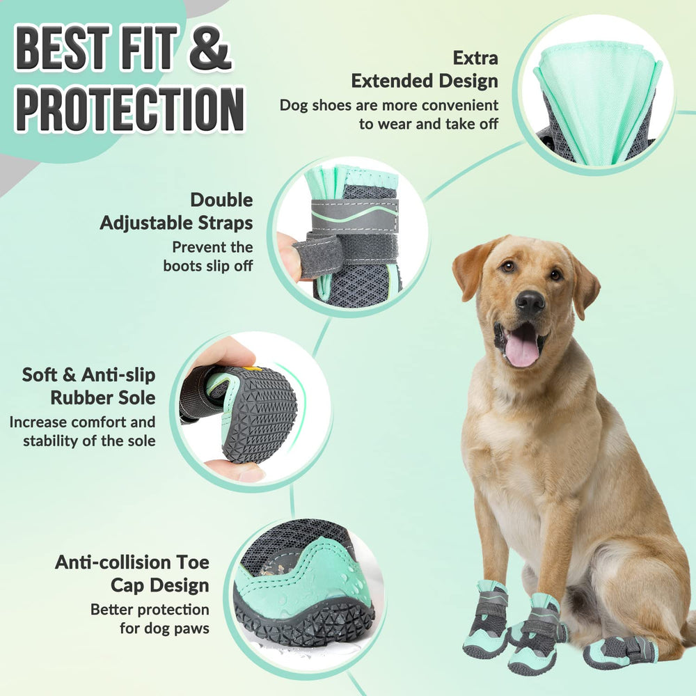 SlowTon dog shoes toe area in space leather provides waterproof protection.