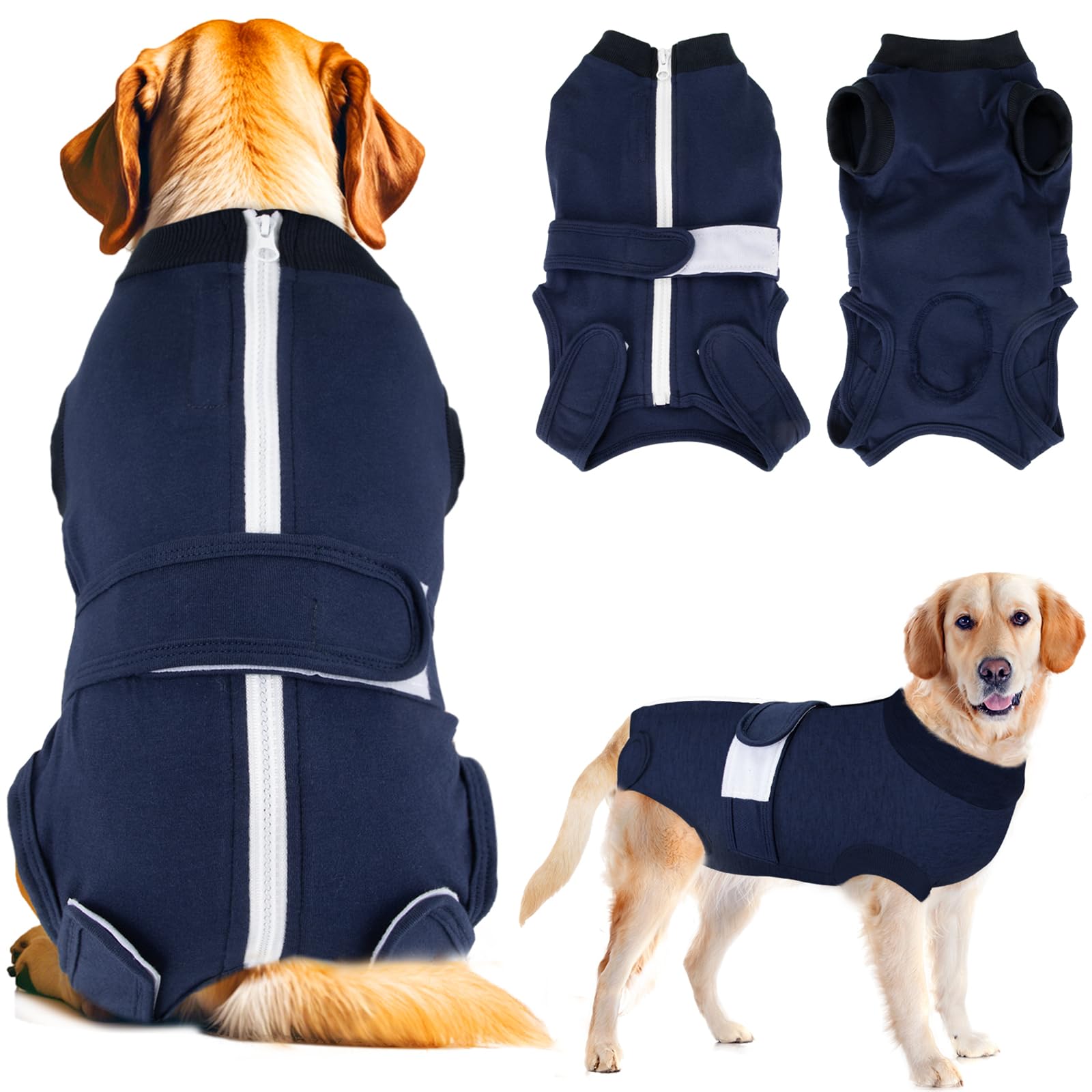 SlowTon dog recovery suit back zipper for easy dressing after surgery.