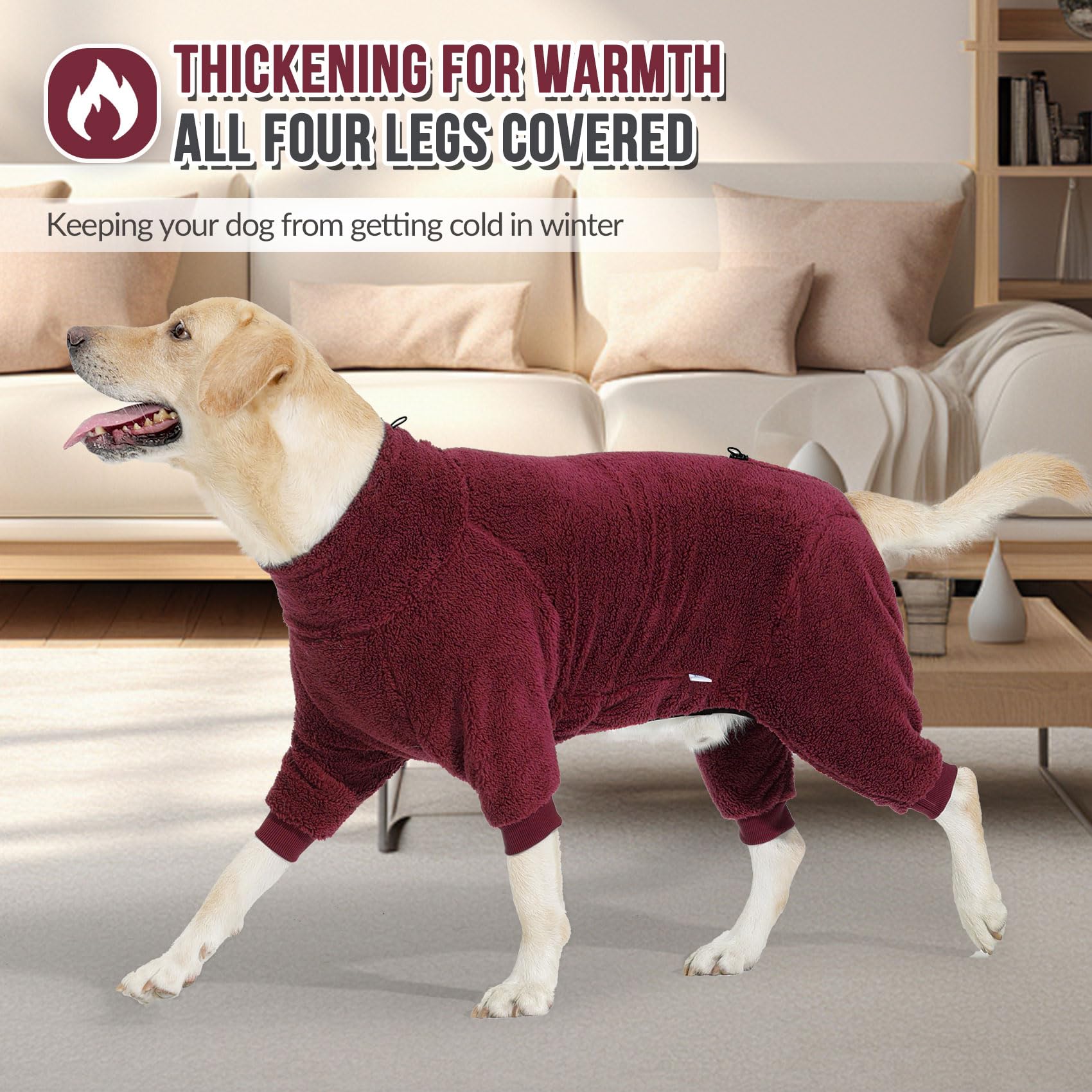 SlowTon dog winter coat adjustable collar-tie enables customizable fit