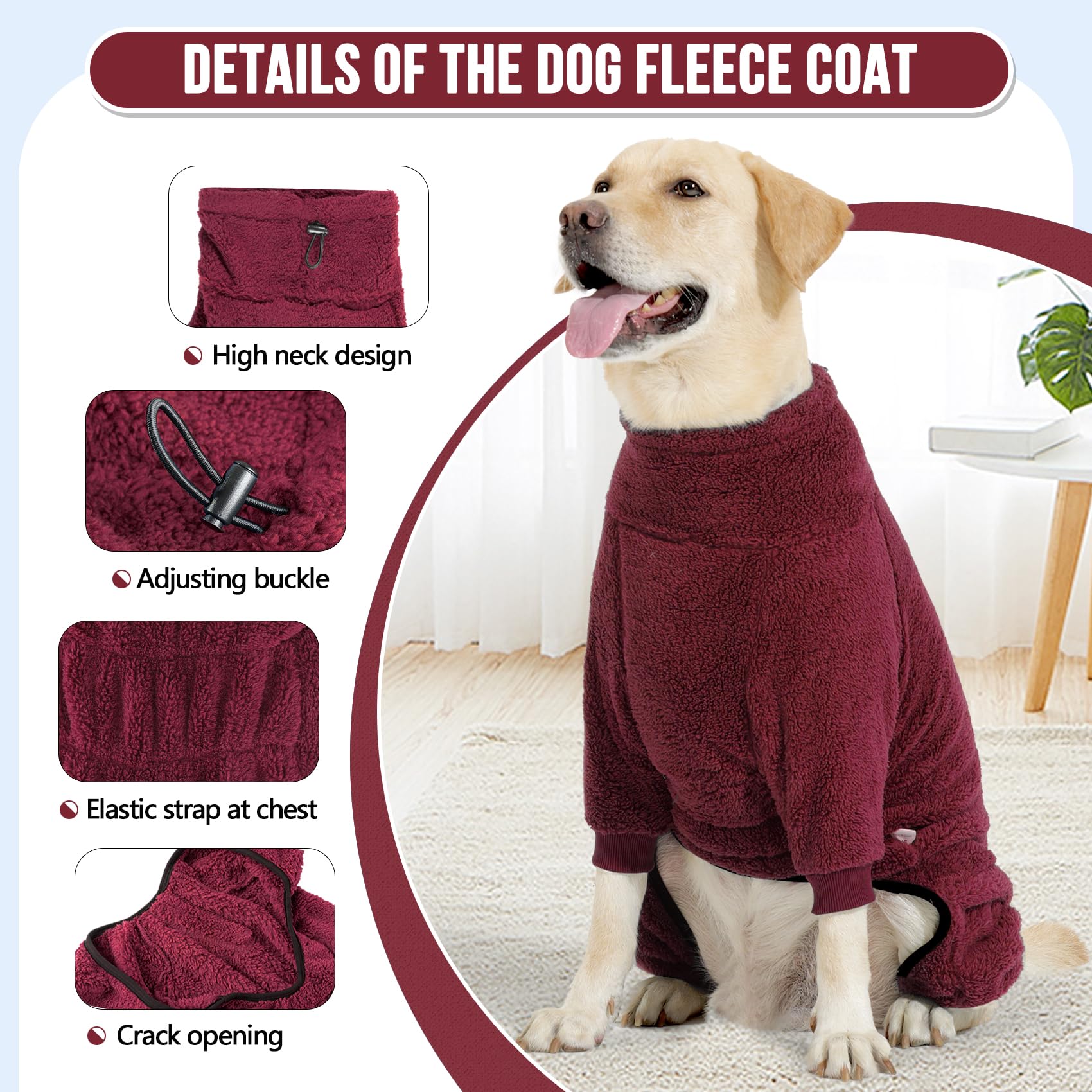 SlowTon dog winter coat back view demonstrates secure fit for daily wear