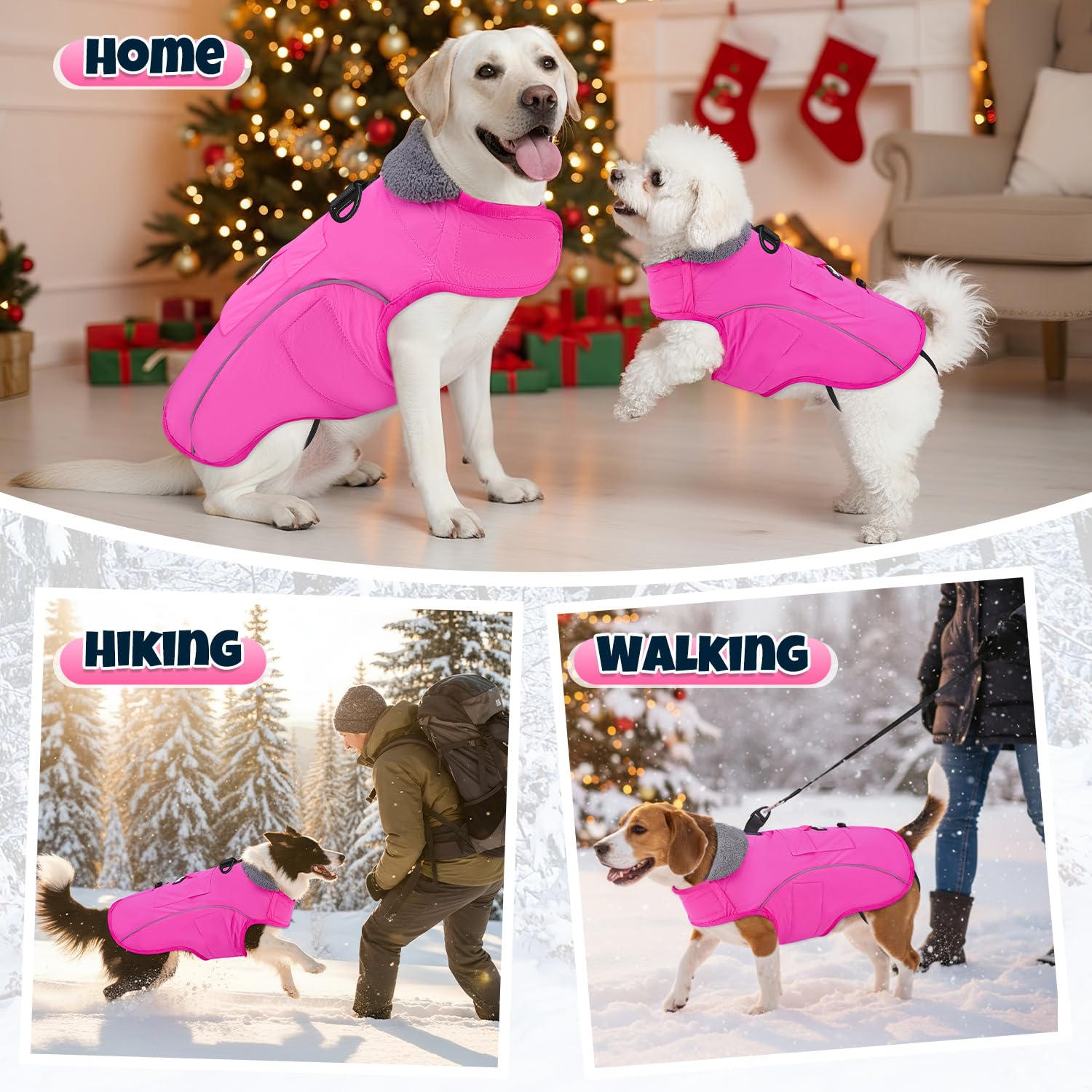 SlowTon dog winter coat elastic leg bands prevent movement during play