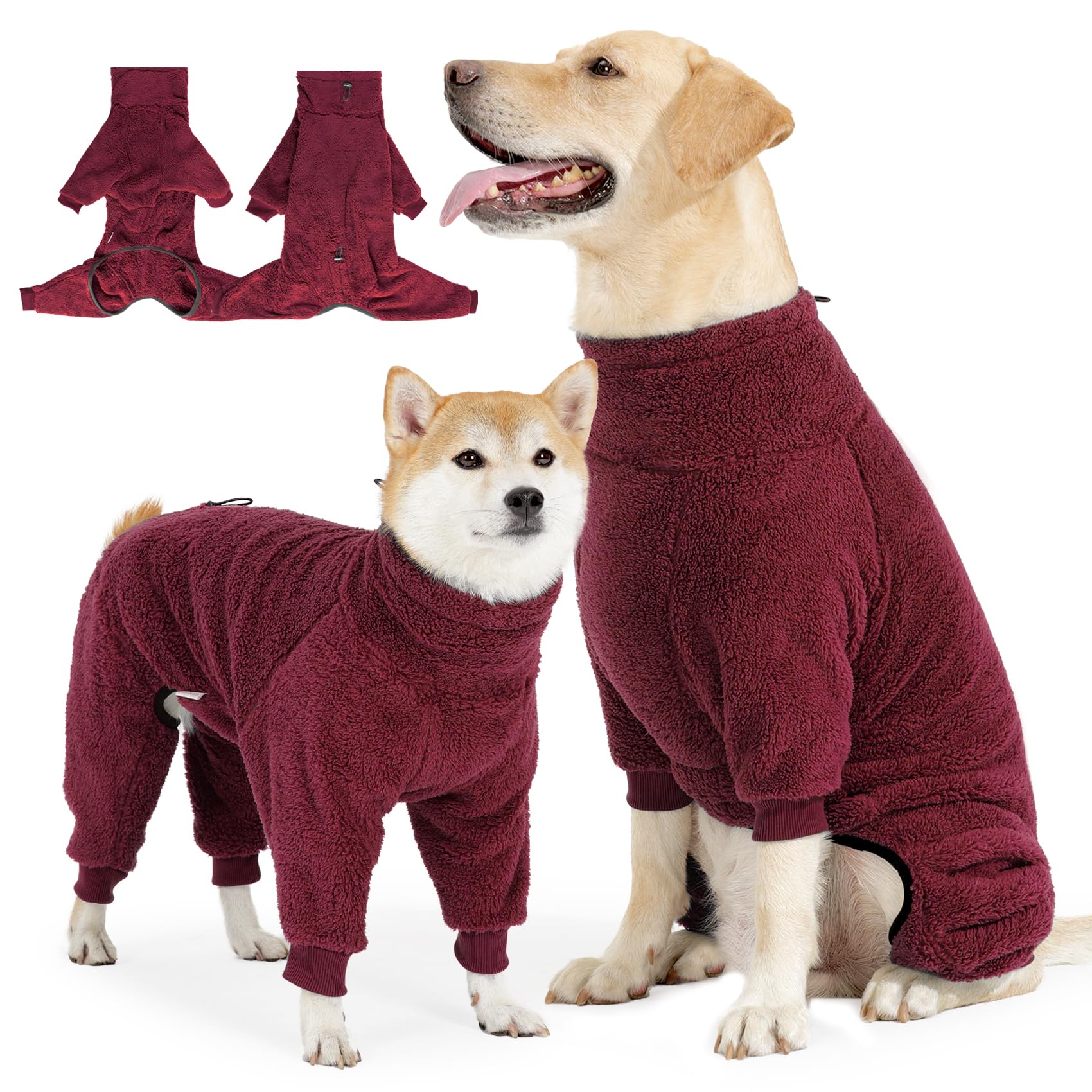 SlowTon dog winter coat front view highlights cozy fleece warmth for cold walks