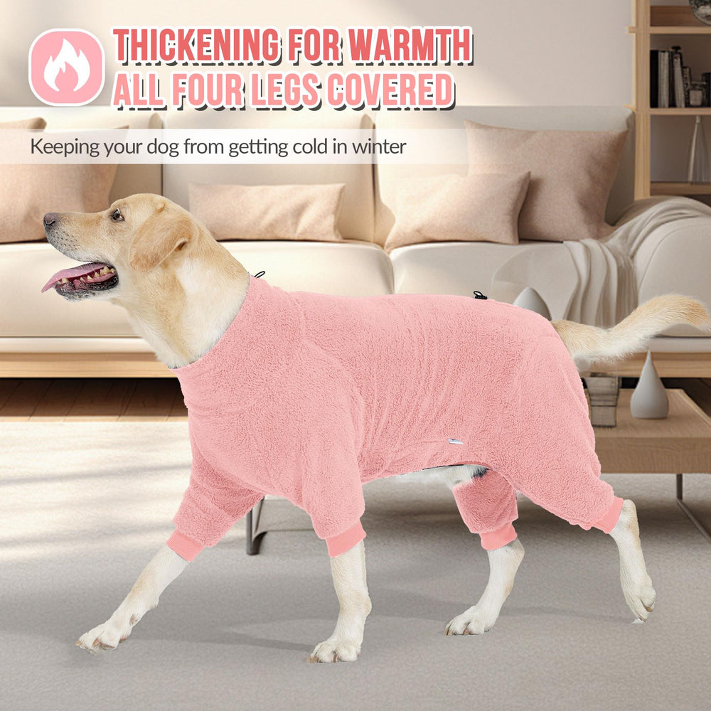 SlowTon dog winter coat pink traction rope opening enables leash use without removing coat