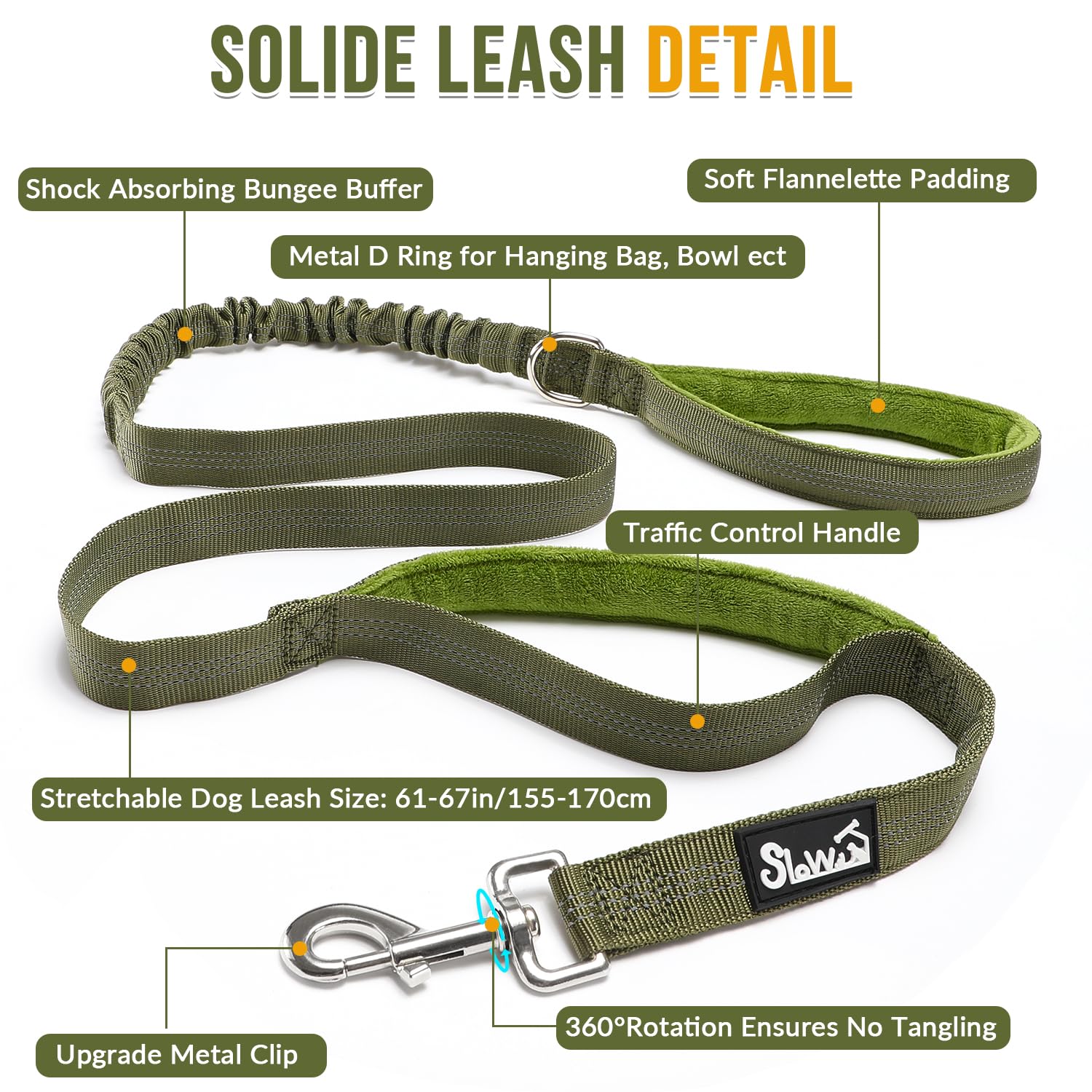 SlowTon double handle elastic leash enables comfortable control during training
