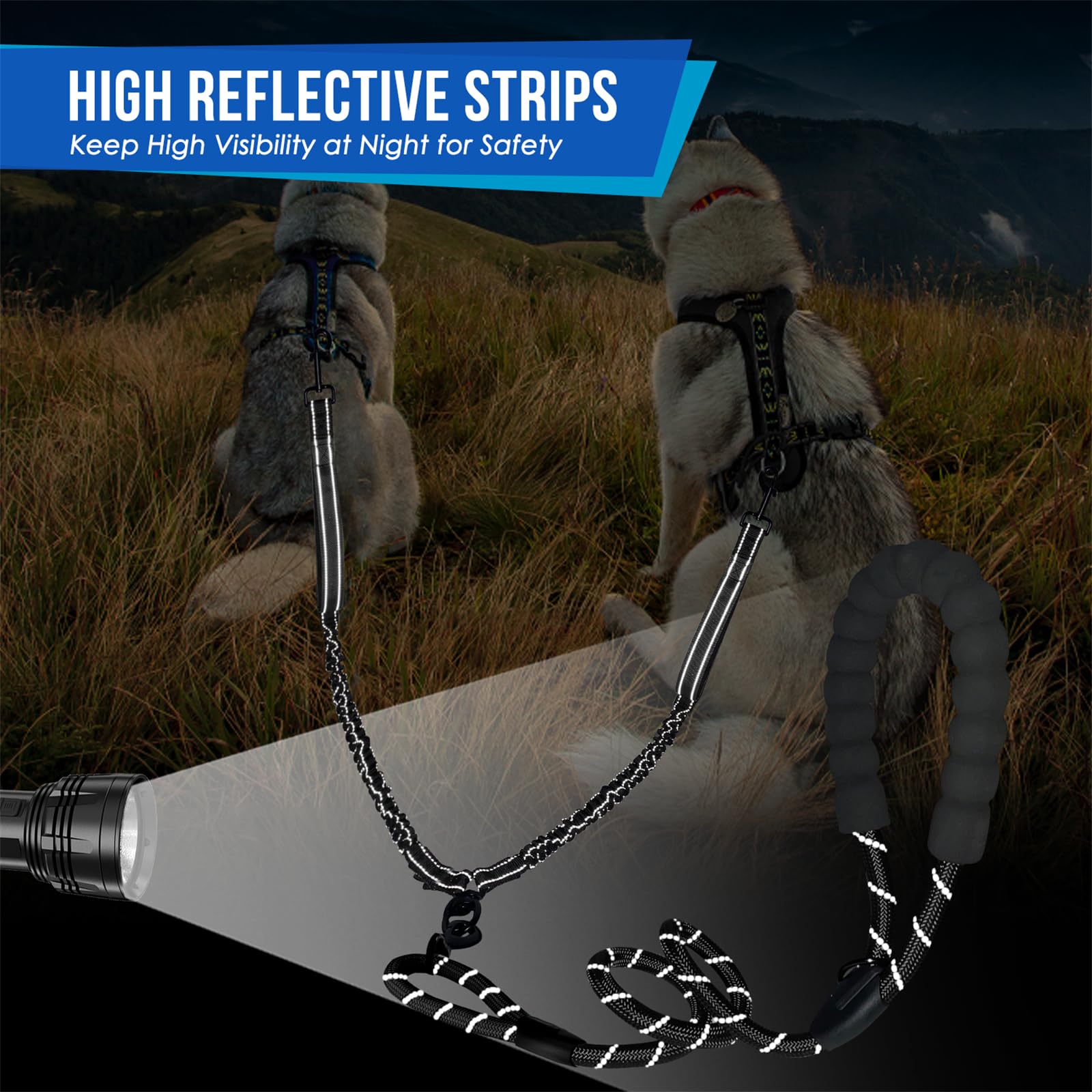 SlowTon dual-dog leash with two handles supports precise training.