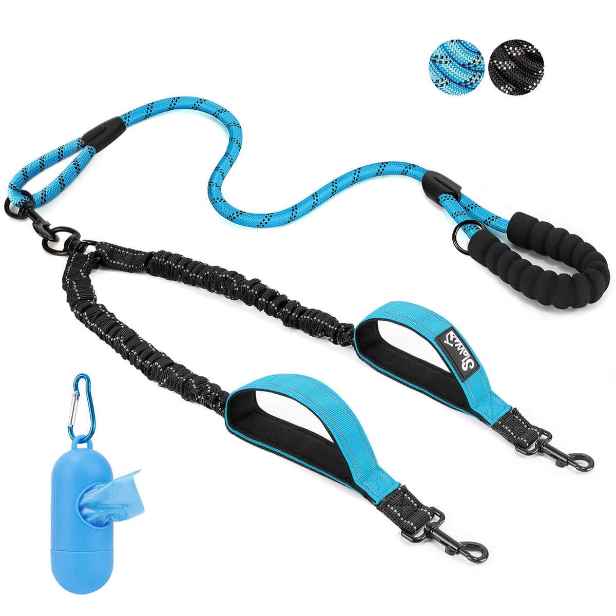 SlowTon double leash no-tangle swivel reduces tangles for two dogs on walks.