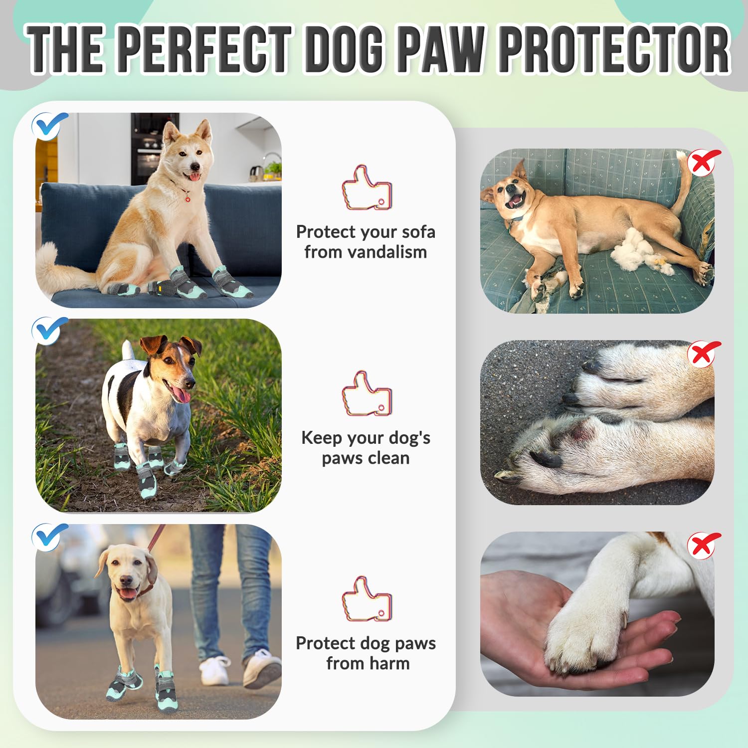SlowTon green dog shoes in snowy pavement illustrate paw protection in cold