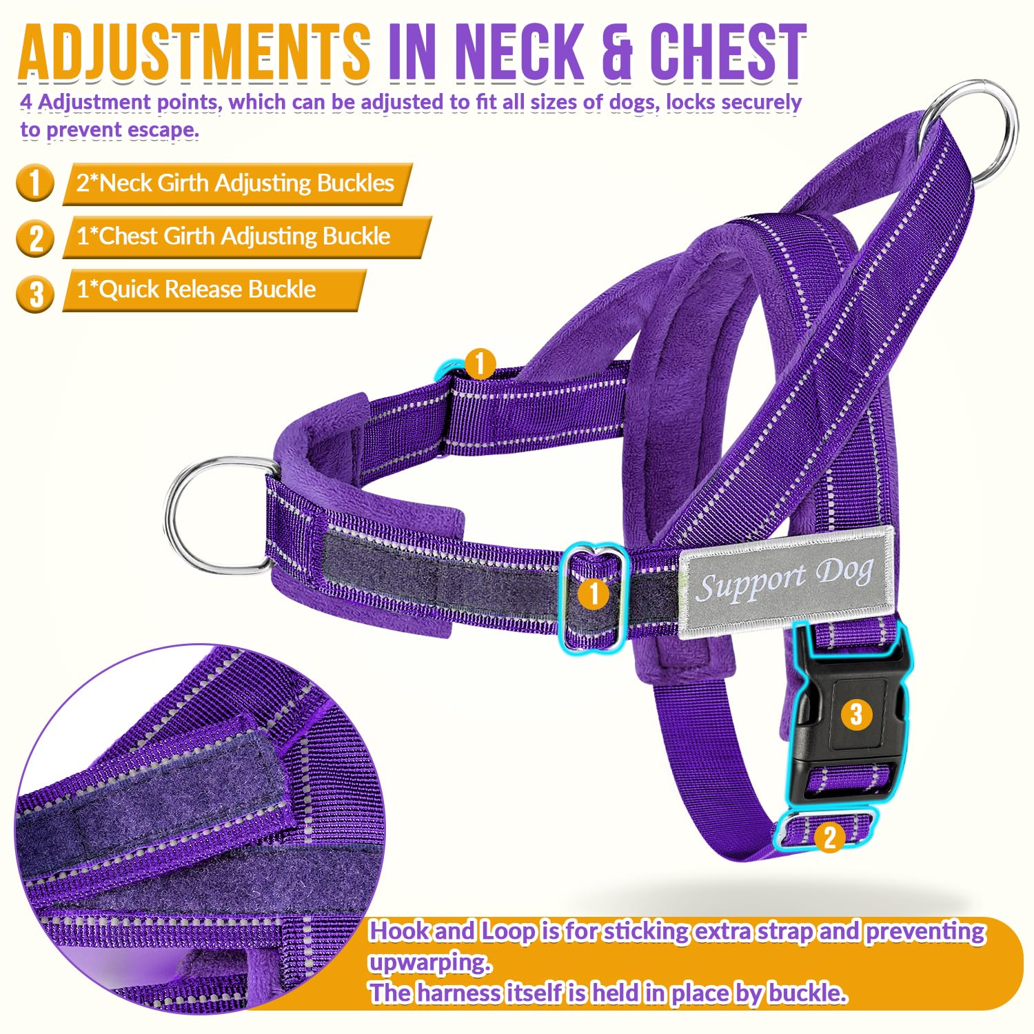 SlowTon harness reflective strips improve visibility in day and night.