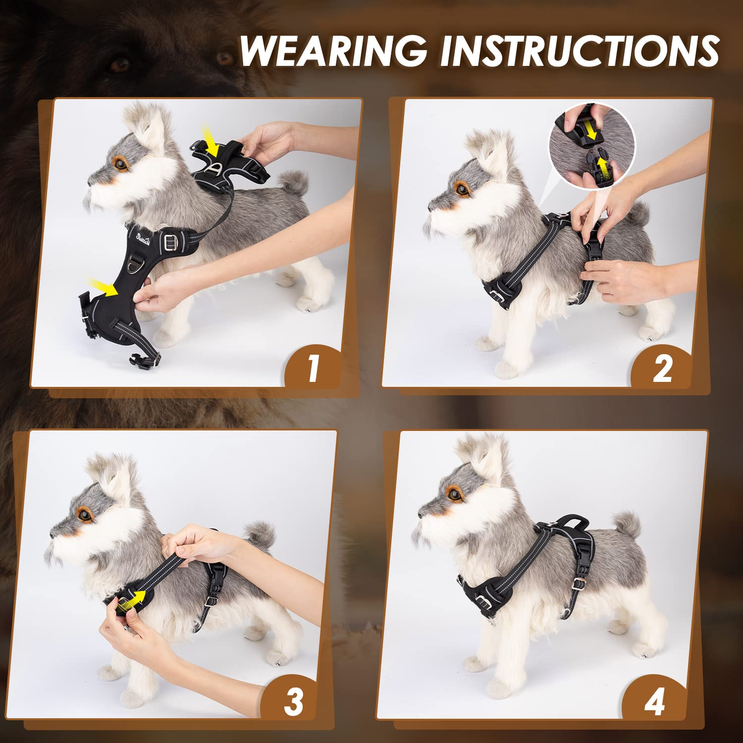 SlowTon No Pull Harness adjustable straps for a secure fit