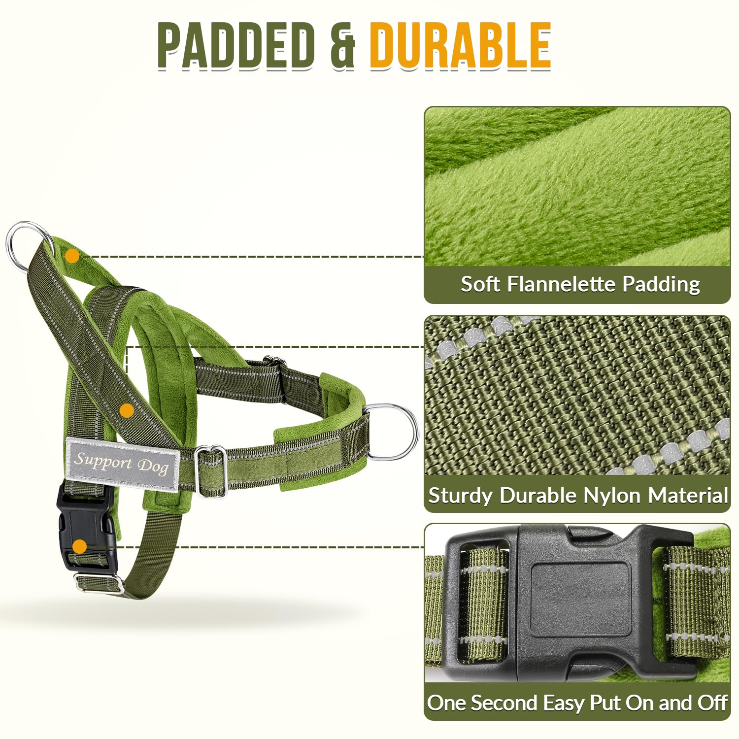SlowTon No Pull Harness side-adjustments in green customize fit for various breeds.