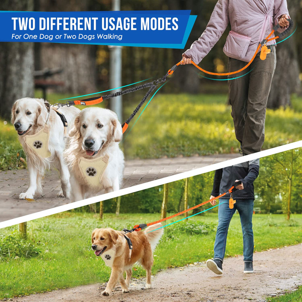 SlowTon orange leash designed for small to medium dogs 8-35 lbs.