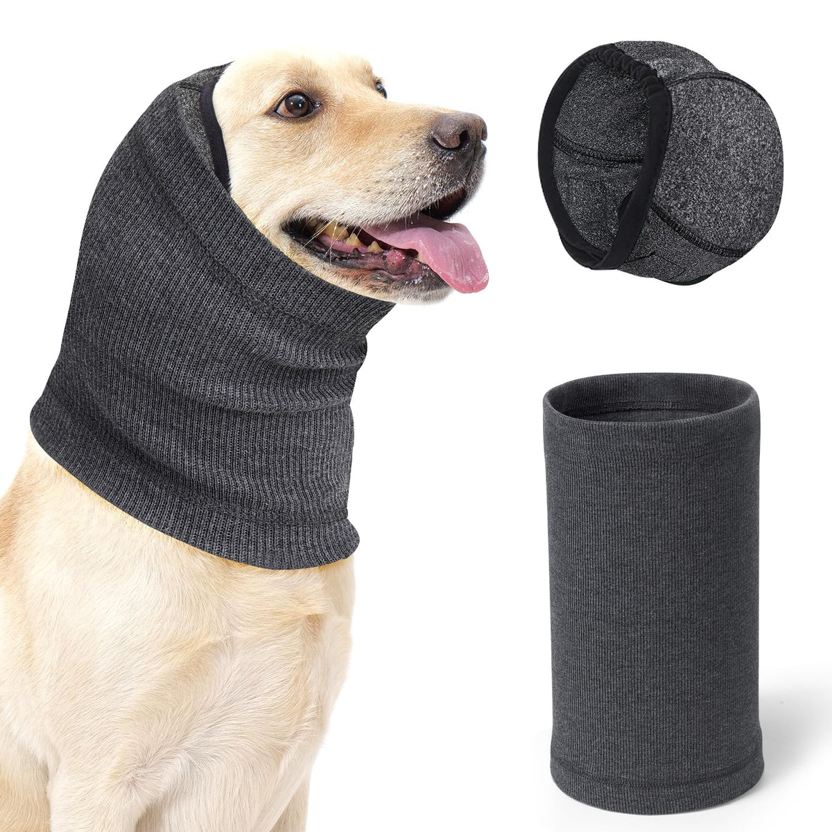 SlowTon Quiet Ears dog ear cover with flap blocks loud noises for calmer walks.