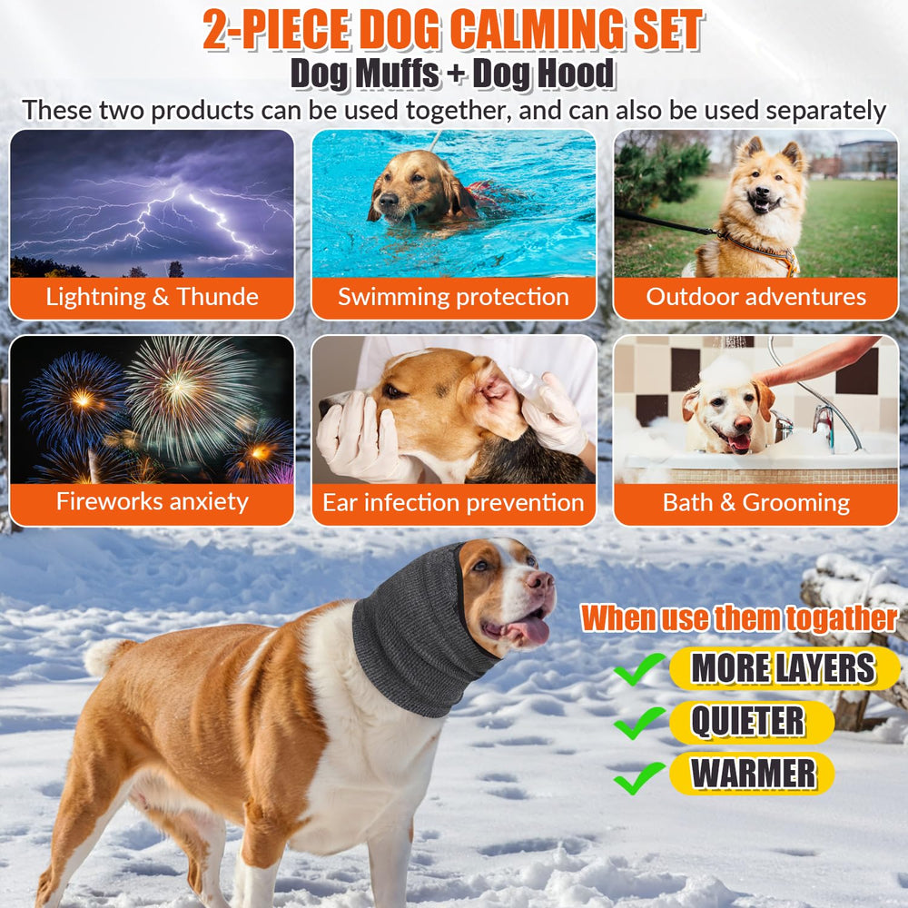 SlowTon dog-noise-protection ear muffs reduce stress from fireworks or storms.