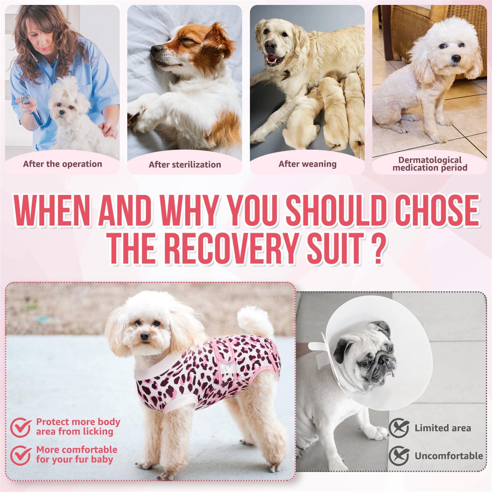 SlowTon recovery suit with adjustable-fit for diverse dog shapes.