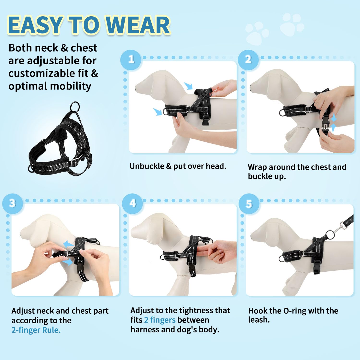 SlowTon adjustable leash 3.3 to 4.9 ft with padding supports versatile control.