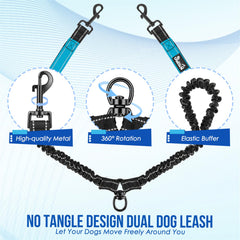 SlowTon reflective-strips blue leash increases visibility during night walks.
