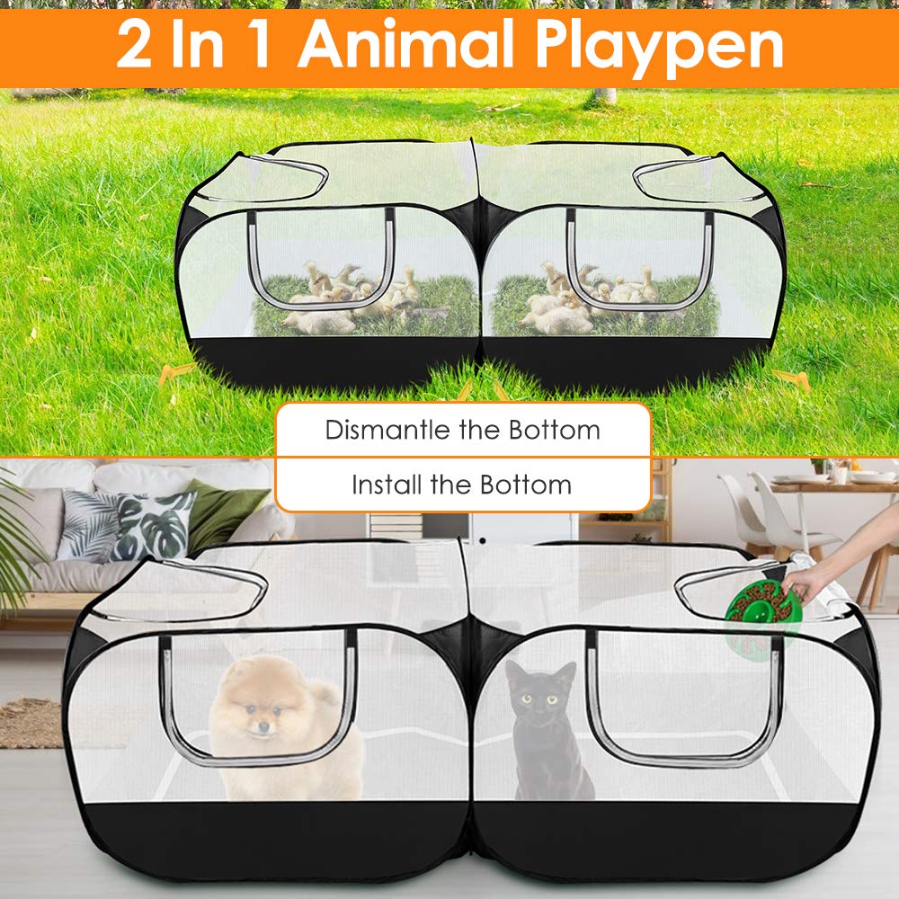 SlowTon small-animals-playpen detachable bottom doubles as sunshade.