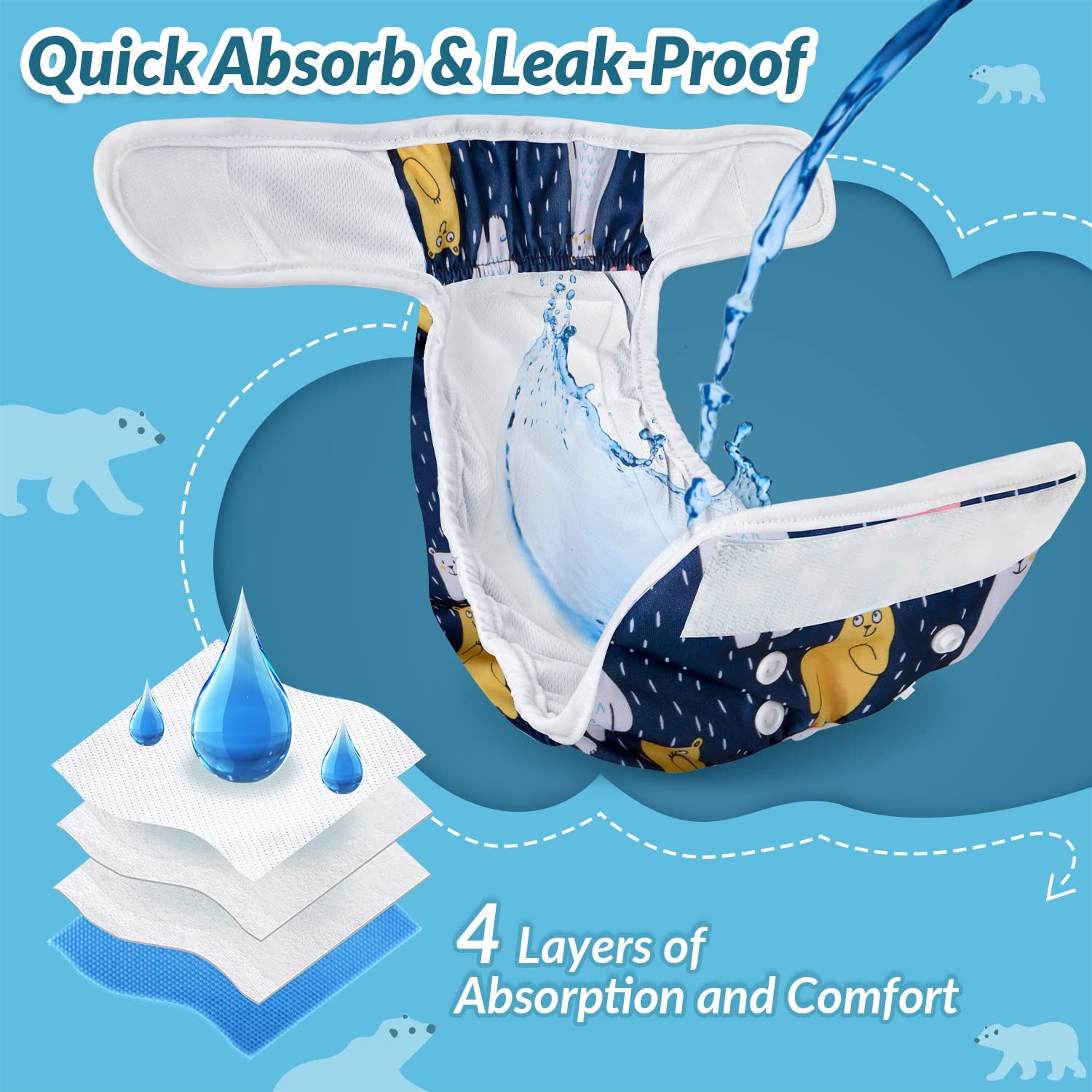 SlowTon washable dog diaper female close-up highlights adjustable buttons for a customized fit.