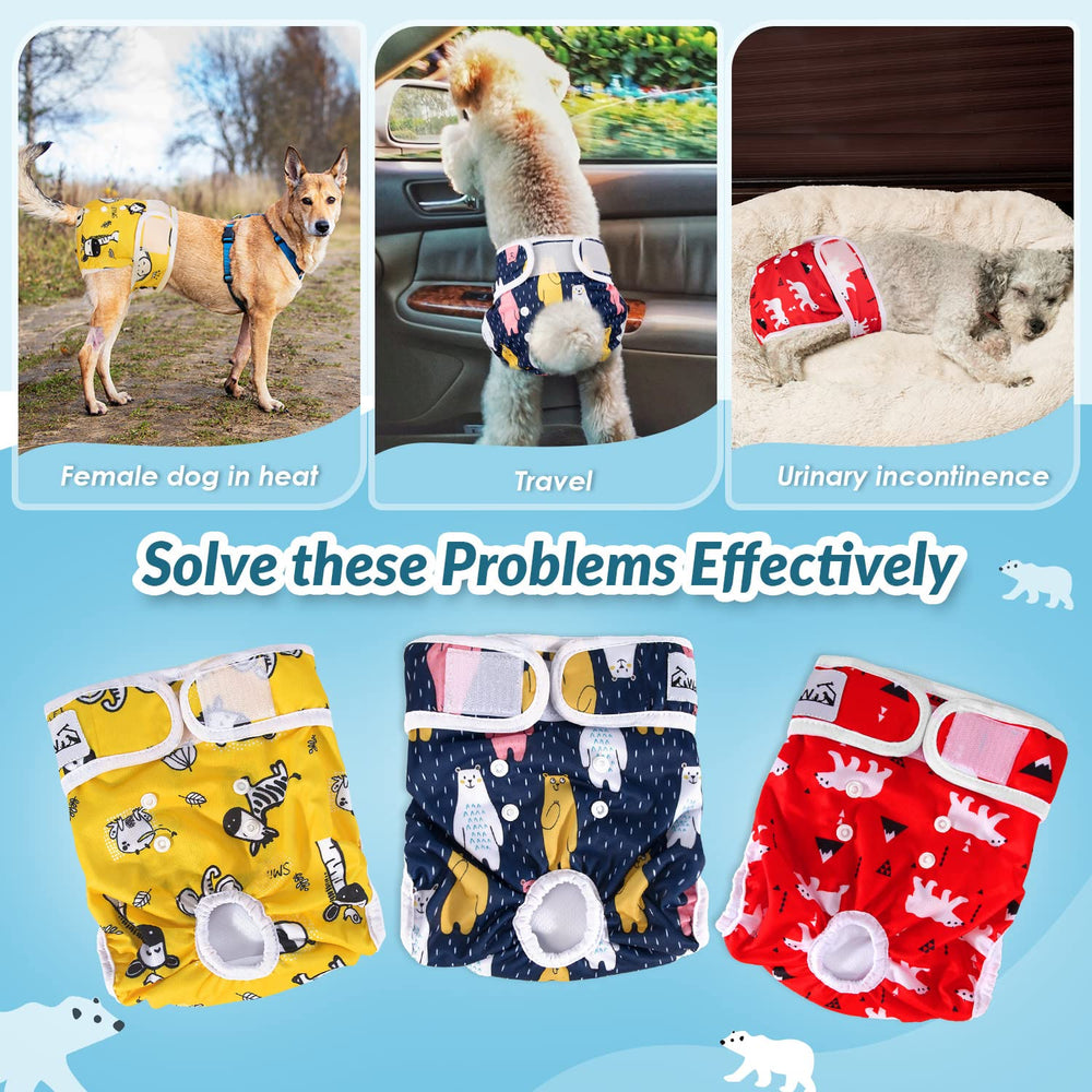 SlowTon washable dog diaper female cheerful patterns help you spot indoors and outdoors.