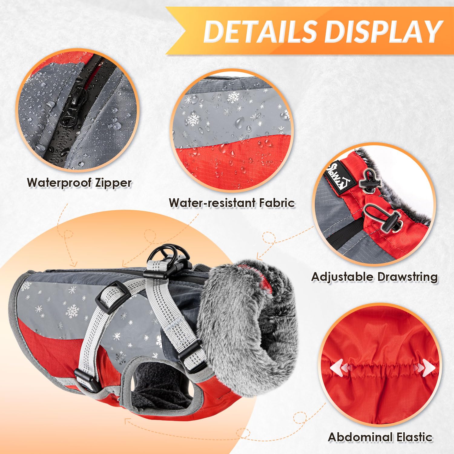 SlowTon waterproof back zipper detail eases dressing in cold weather.
