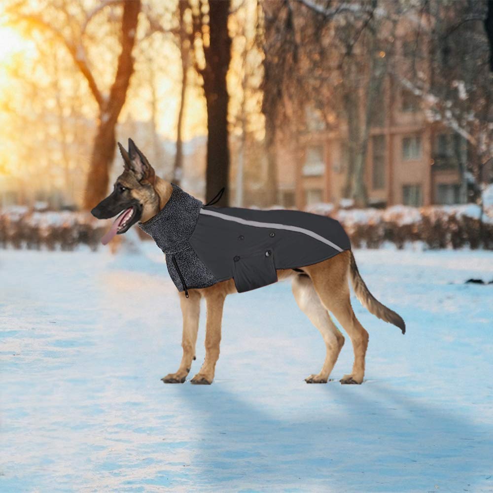 SlowTon winter dog coat leash hole enables quick outdoor attachment