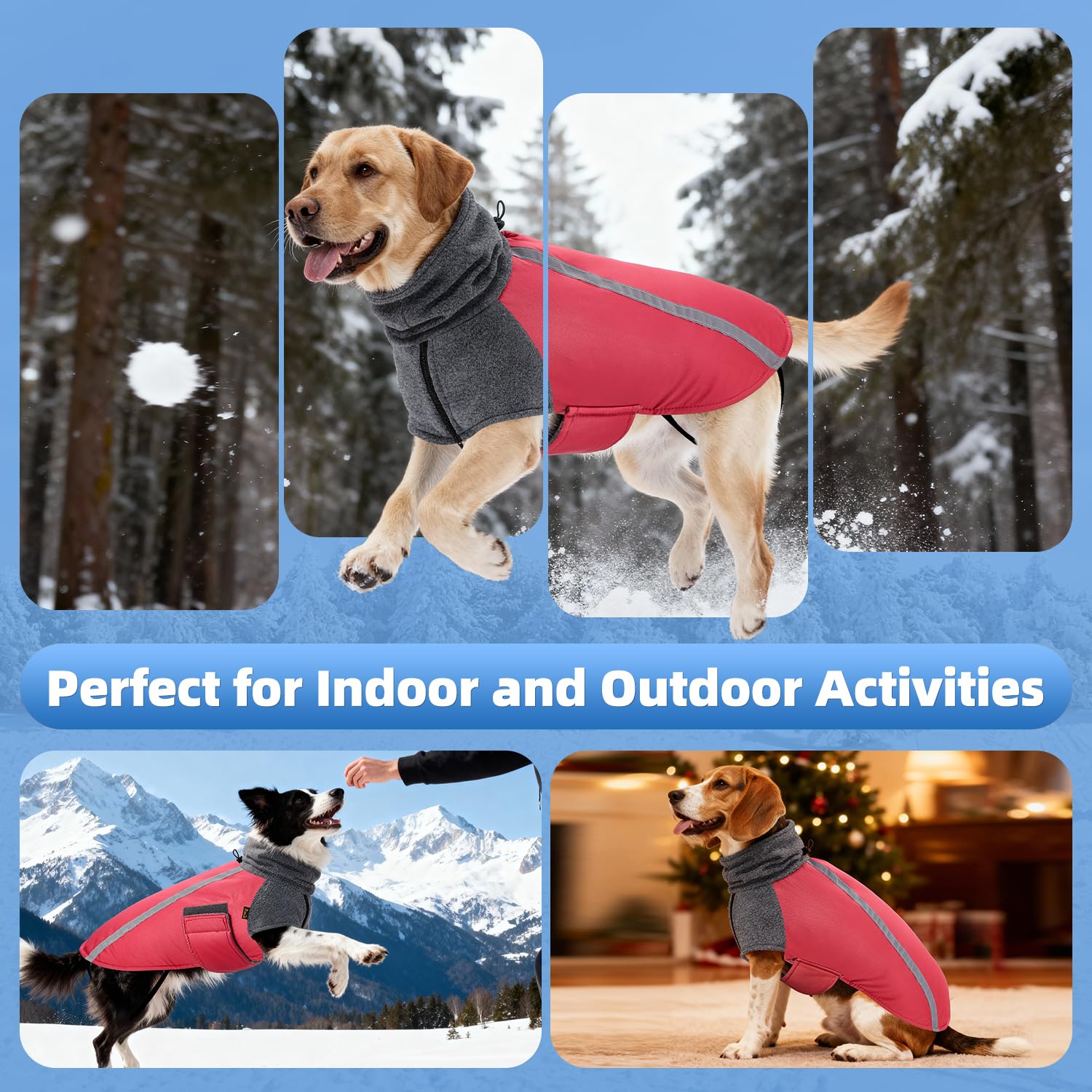 SlowTon Winter Dog Coat reflective stripes enhance visibility during low-light walks