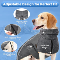 SlowTon winter dog coat scarf rolled-up demonstrates added warmth and secure fit