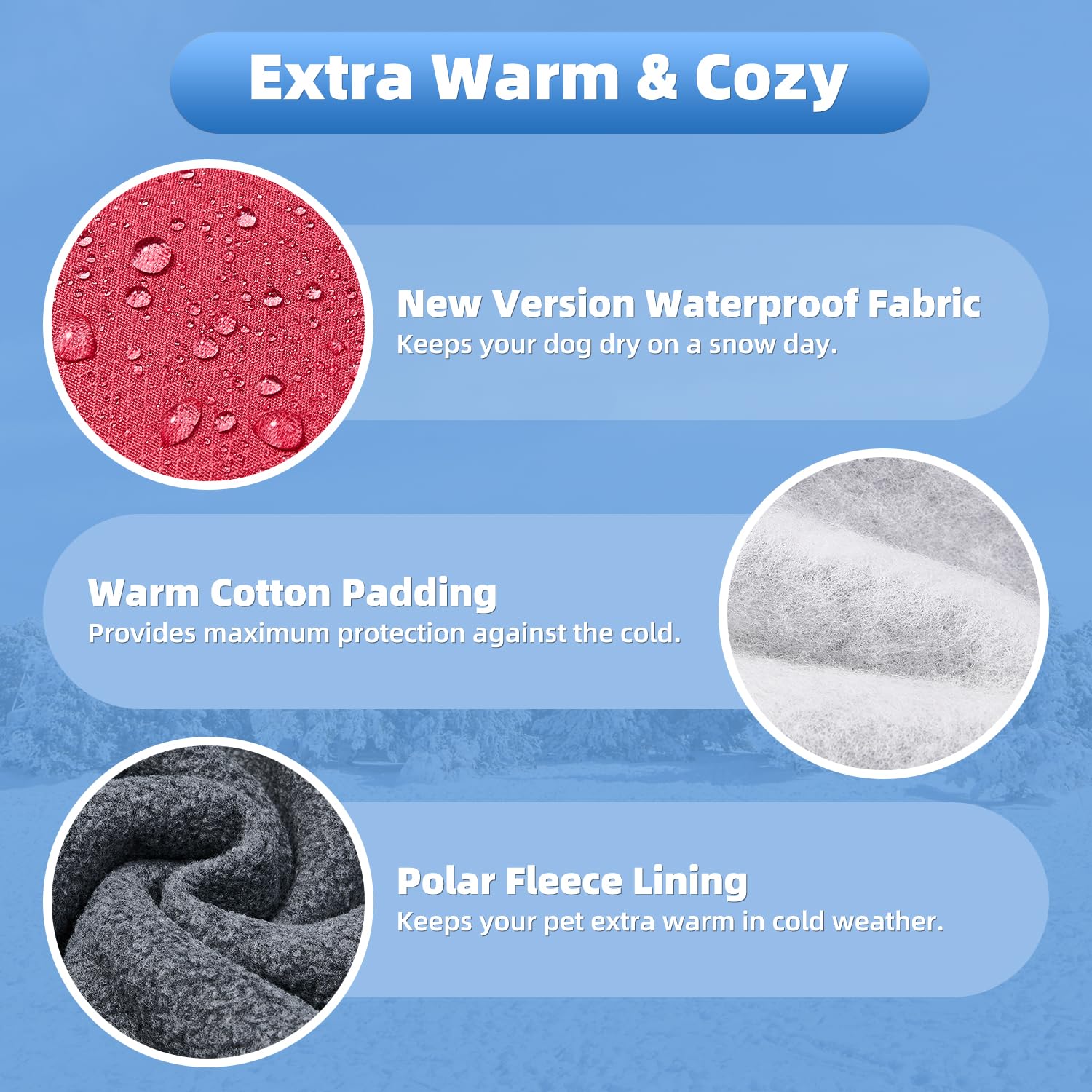 SlowTon Winter Dog Coat triple-layer warmth with waterproof outer shell and fleece lining