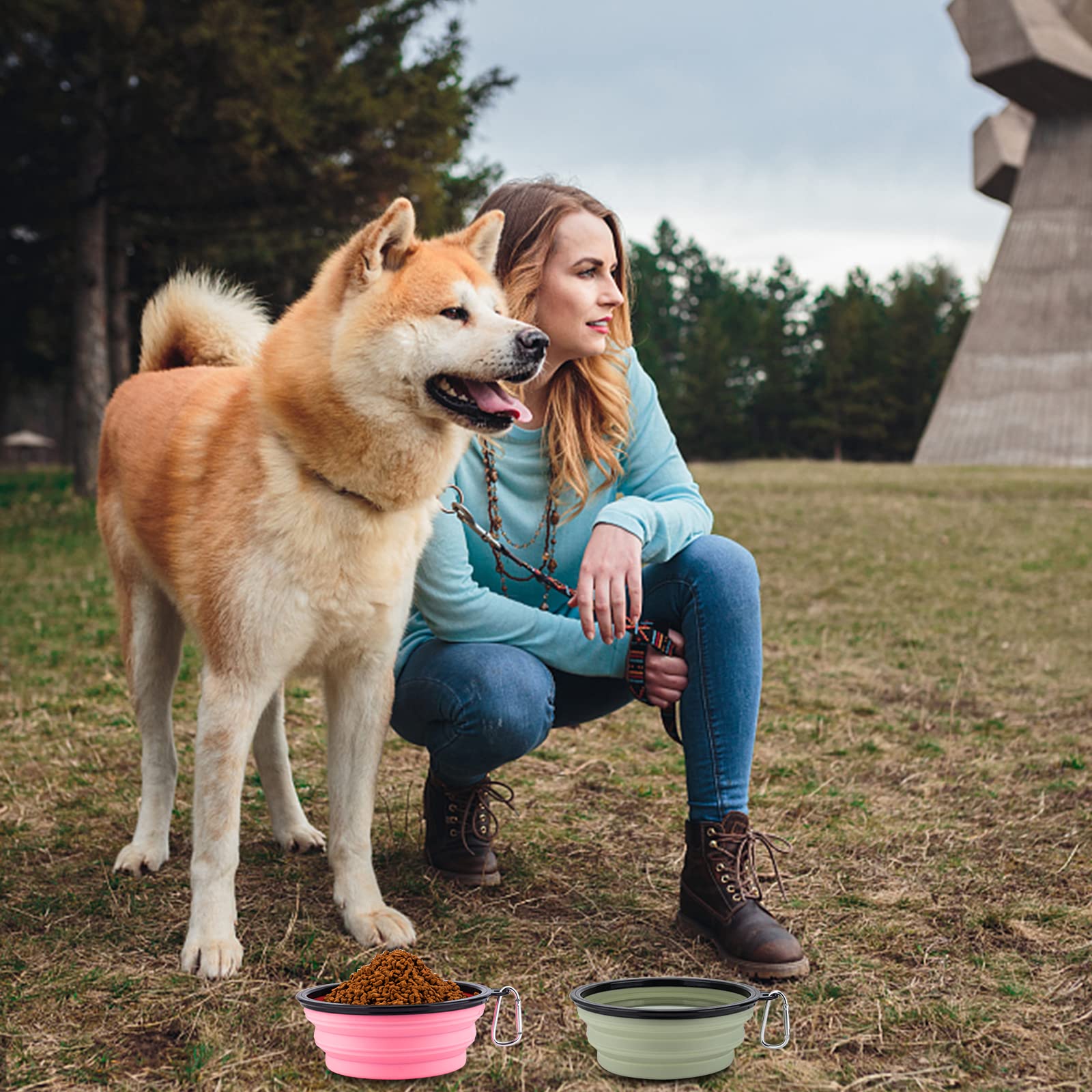 SLSON foldable bowl with climbing buckle clip enables hands-free carrying.