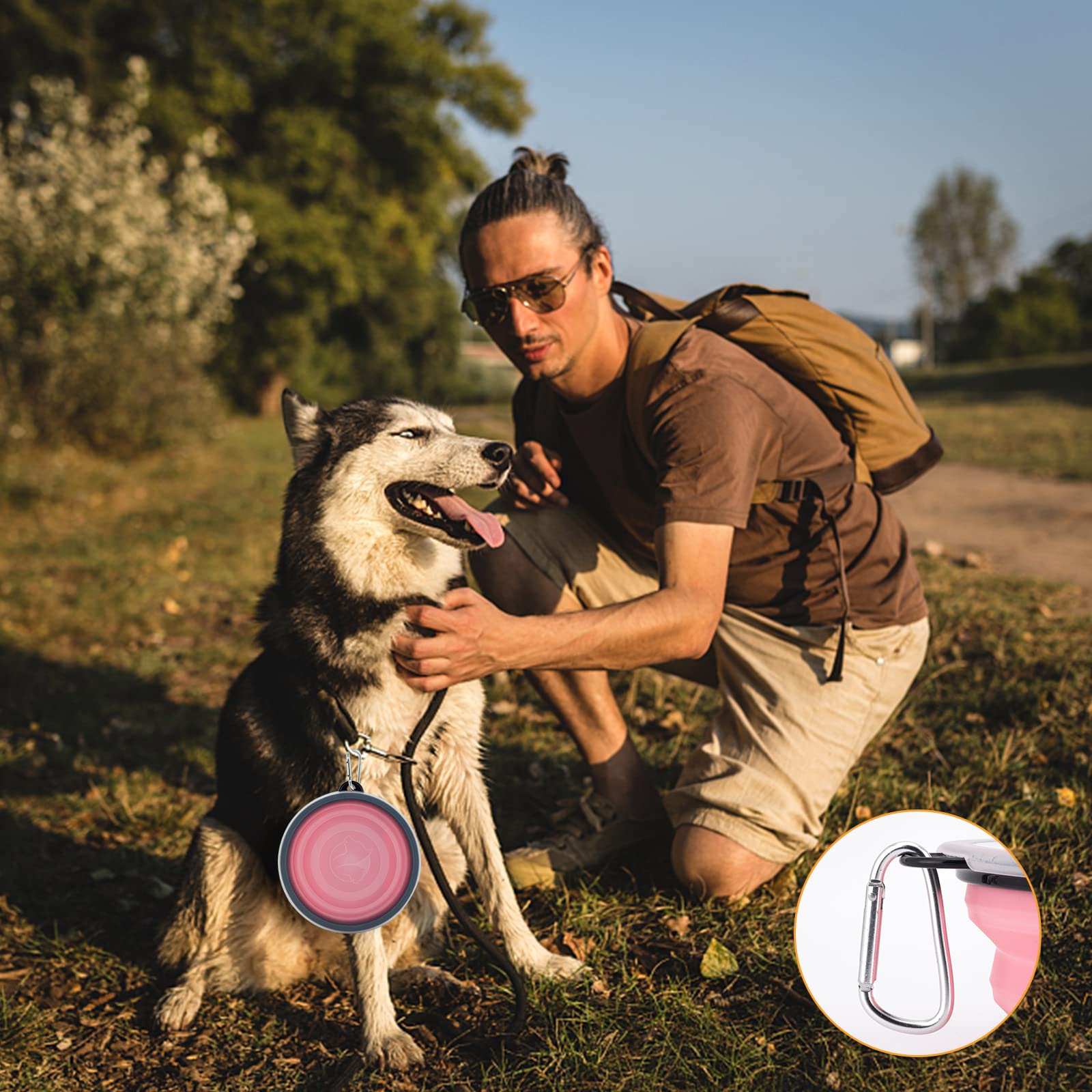 SLSON large collapsible dog bowl holds 34 oz for big dogs on trips.