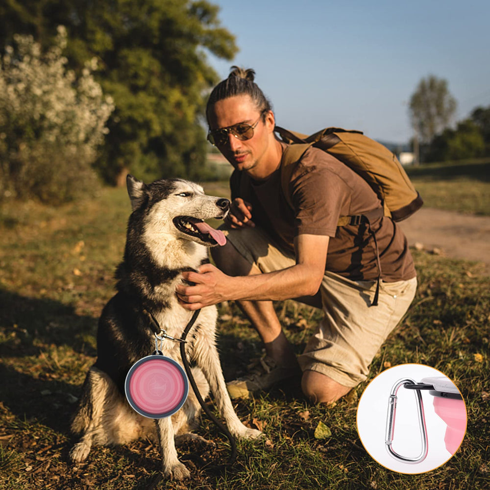 SLSON large collapsible dog bowl holds 34 oz for big dogs on trips.