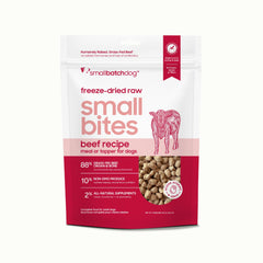 Smallbatch Pets beef recipe bag image — freeze-dried raw dog food for a complete meal option with energy.