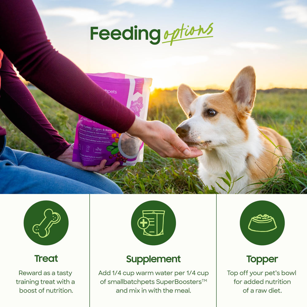 Smallbatch Rabbit Bites grain-free formula visual emphasize no grains.