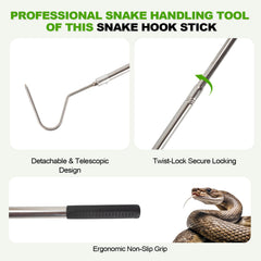 Smarkey-snake-hook-3-section-telescoping: Three-section telescoping design extends reach with smooth operation.
