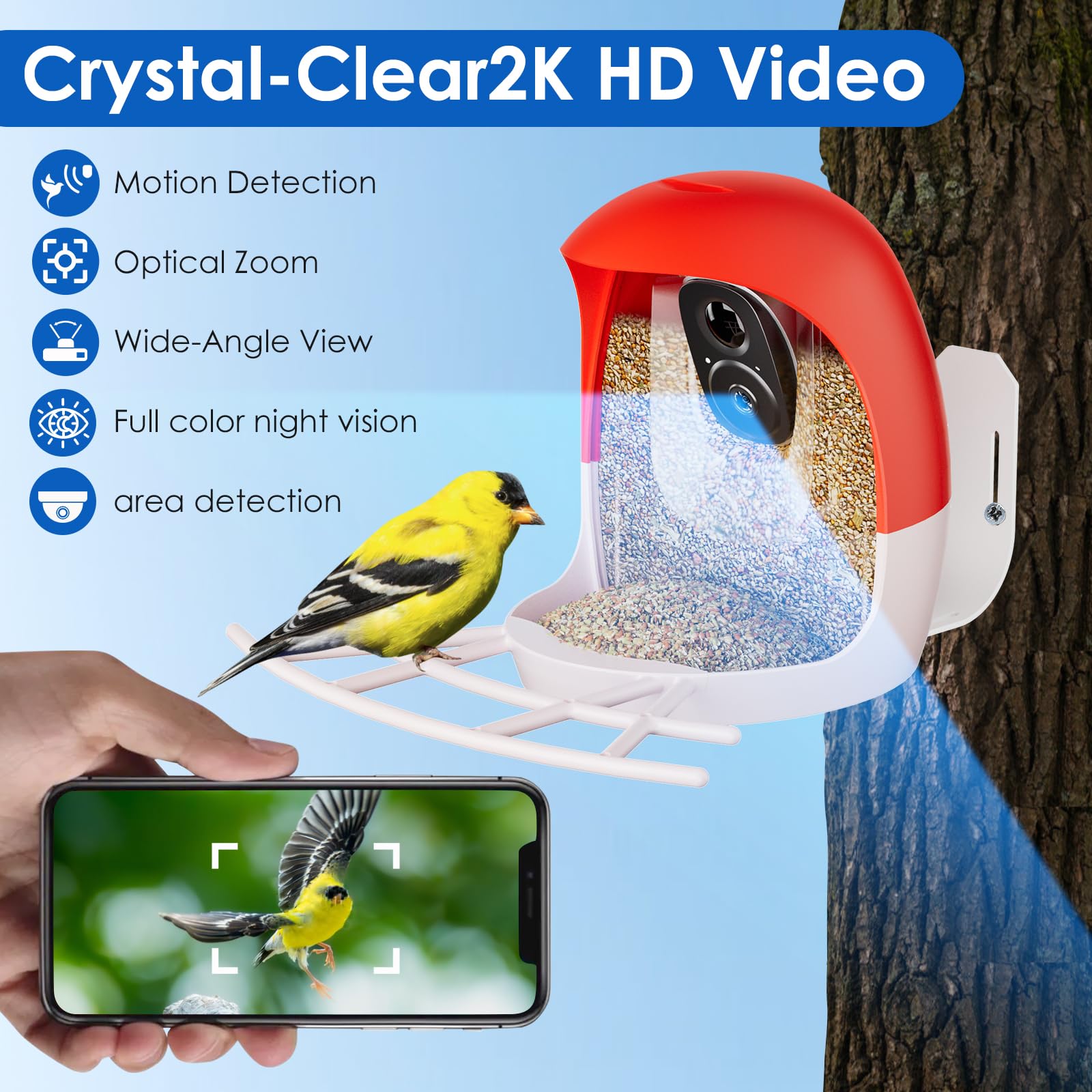 Smart AI Outdoor Solar Bird Feeder weatherproof seal demonstrating rain and wind resilience