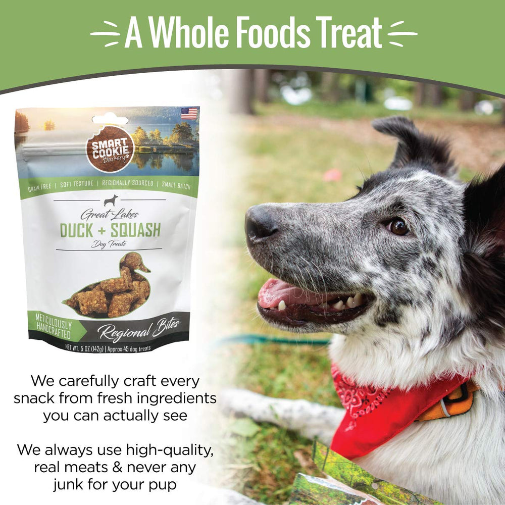 Smart Cookie single-protein-duck-treats highlights allergen-friendly protein choice for sensitive dogs.