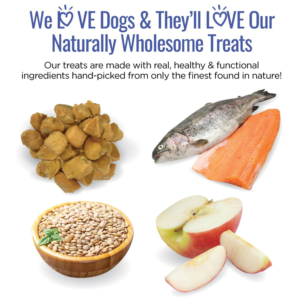 Smart Cookie Trout-Apple grain-free label showing no wheat or soy