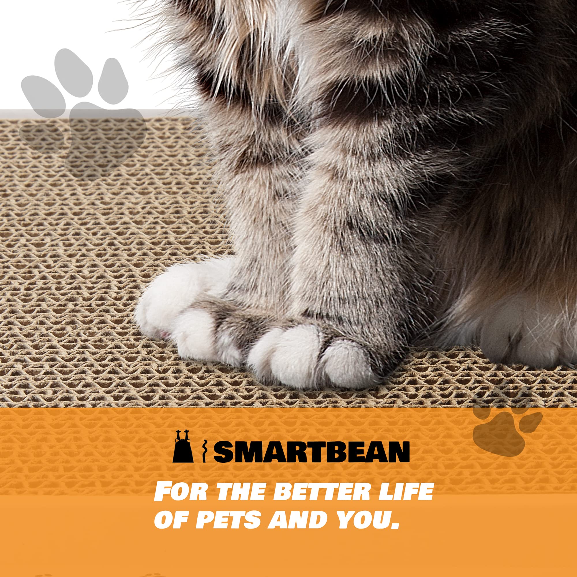 SMARTBEAN Cardboard Scratcher Pad durable material withstands playful scratching