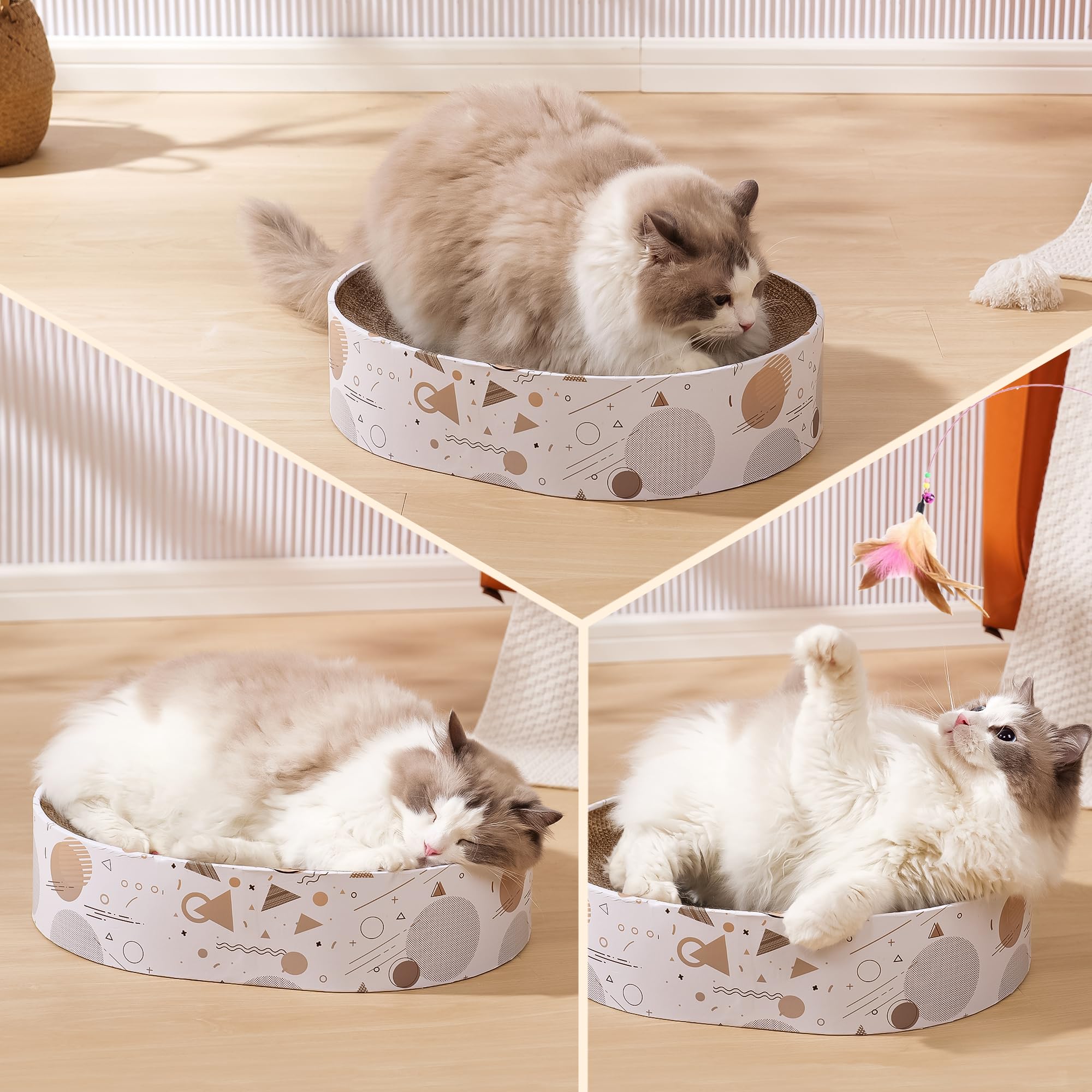 SMARTBEAN oval scratching pad durable cardboard promises lasting performance.