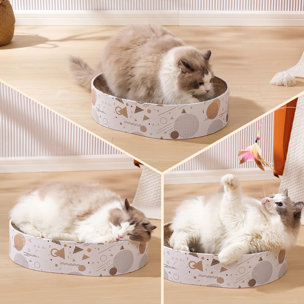 SMARTBEAN oval scratching pad durable cardboard promises lasting performance.