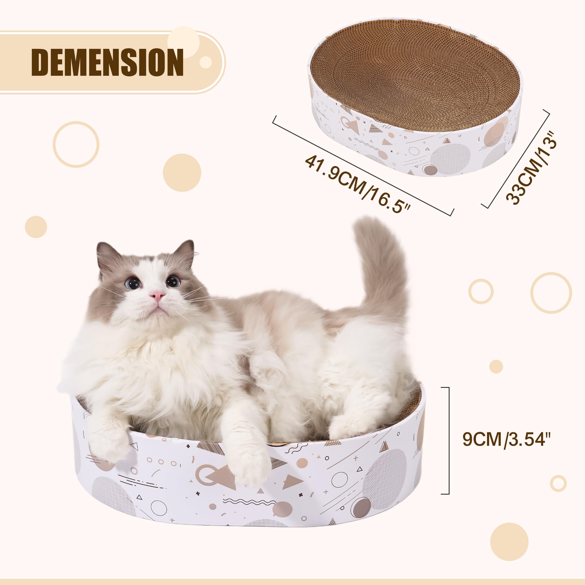 SMARTBEAN oval scratching pad non-slip base keeps it steady during play.